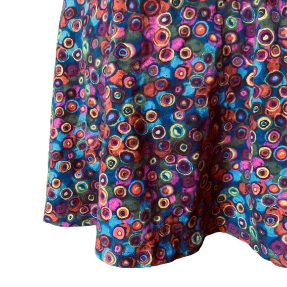 G:21 Cotton multicolor circles patterns short dress Diagonal cap sleeves - large - Picture 3 of 7